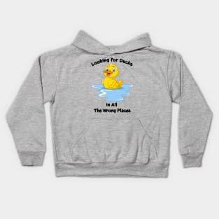 Looking For Ducks - Adorable Cartoon Duck Floating Unisex Kids Hoodie